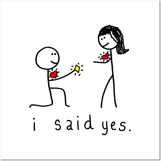 I said YES! Engagement Proposal Wall Art by CrazilykukuDesigns